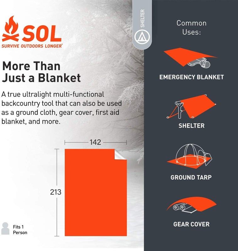 L&auml;mp&ouml;peite yhdelle SOL Emergency Blanket