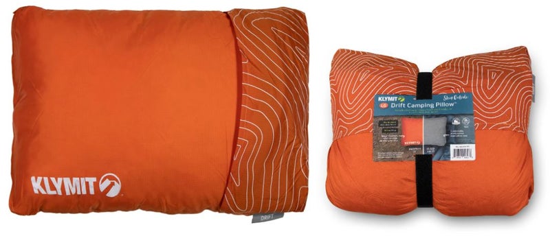 Oikealla Klymit tyyny pakattuna