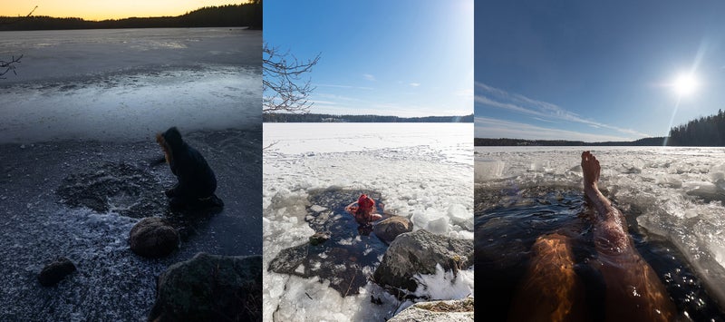 Saunatelttailua. On parempiakin konsteja tehd&auml; avanto.