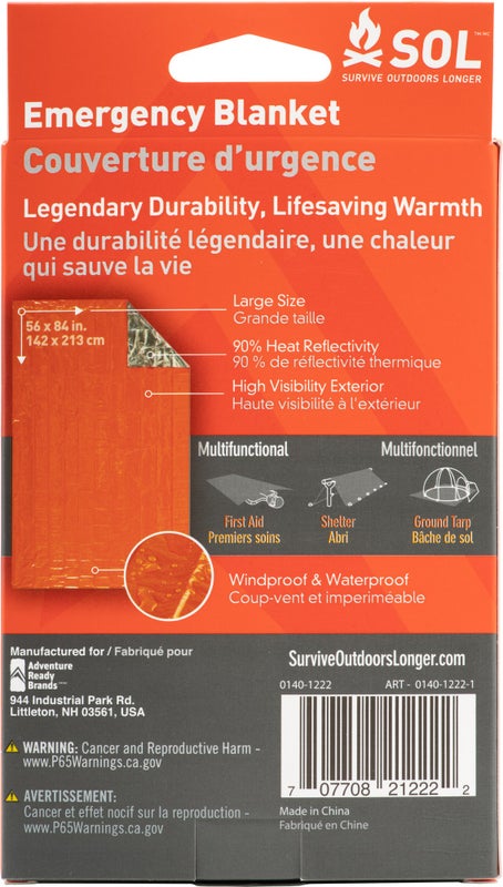 L&auml;mp&ouml;peite yhdelle SOL Emergency Blanket