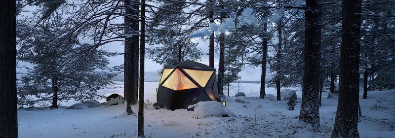 Saunatelttailua talvella